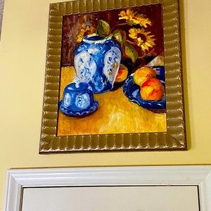 Flowers in vase acrylic painting framed